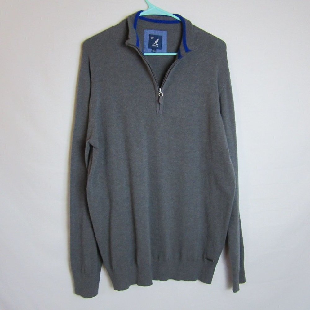 Kangol Sweater Gray 1/4 Zip Collared Golf Business Casual Men's XXL